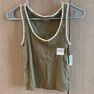 Old Navy Olive Tank with Cream Trim